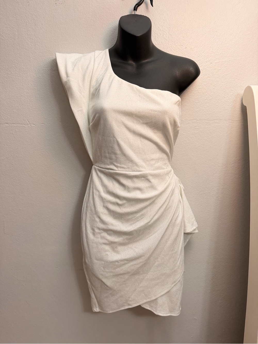 Symphony One-Shoulder White Draped Mini Dress